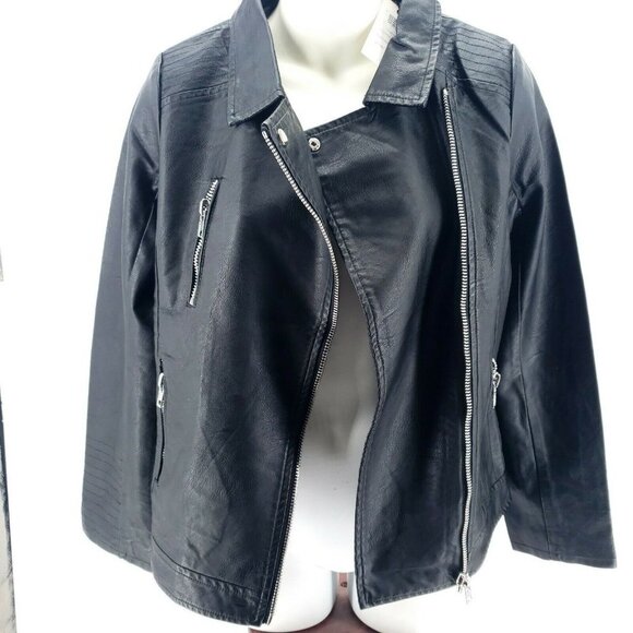 SPARKZ COPENHAGEN Faux Leather Moto Biker Jacket SMALL - Picture 3 of 9